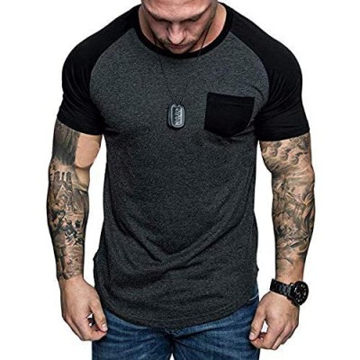 AKARMY Men's Muscle Short Sleeve T-Shirt Hip Hop Hipster Gym Tee Workout Shirts Longline Drop Tail Cut Crewneck T-Shirt