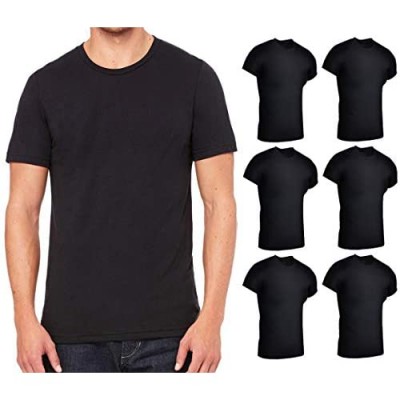 BILLIONHATS 6 Pack Mens Cotton Short Sleeve Lightweight T-Shirts  Bulk Crew Tees for Guys  Black Colors Bulk Pack