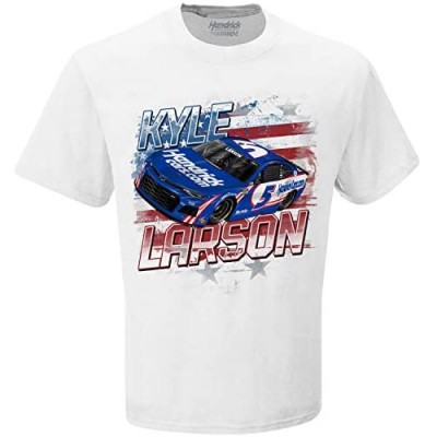 Checkered Flag Kyle Larson 2021 HendrickCars Old Glory #5 NASCAR T-Shirt White
