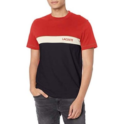 Lacoste Men's Short Sleeve Colorblock Rubber Wording T-Shirt