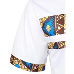 LucMatton Men's African Traditional Pattern Patchwork T-Shirt Breathable Short Sleeve Dashiki Shirt