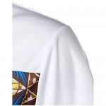 LucMatton Men's African Traditional Pattern Patchwork T-Shirt Breathable Short Sleeve Dashiki Shirt