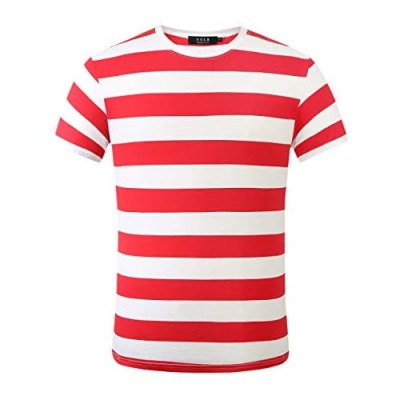 SSLR Men's T-Shirts Crewneck Stripe Tee Shirts Short Sleeve T Shirt for Men