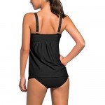 Actloe Women's Two Pieces Swimwear Ruched Tankini Top with Triangle Bottoms S-XXXL