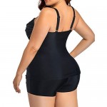 Aqua Eve Women Plus Size Tankini Swimsuits with Shorts V Neck Tummy Control Twist Front Bathing Suits