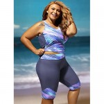 Gloria&Sarah Women's Retro Oceanic Stripes Two Piece Plus Size Tankini Swimsuit