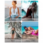HAIVIDO Women's V Neck Tankini Set Criss Cross Back Tankini Top with Bikini Bottom Two Piece Bathing Suits