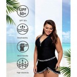 KEASUZY Womens Plus Size Swimsuit Halter Tankini Top and Skort Bottom Set Bathing Suits