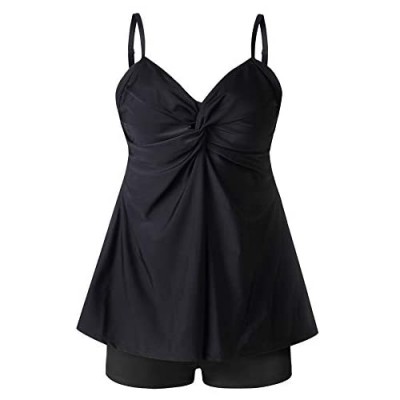 ProEtrade Plus Size Swimsuit for Women Two Piece Tankini Bathing Suit Swimwear Floral Pattern