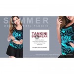 Summer Mae Women Floral Tankini Swimdress Tummy Control Two Piece Vintage Bathing Suit