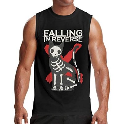 Fall-ing I-n Rev-erse - Cat X-Ray Men's Fitness Sleeveless Top Cotton Athletic Black Sleeveless Shirt