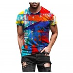 FUNEY Summer T Shirts for Men Casual Short Sleeve Crewneck Tops 3D Printed Vintage Graphic Tees Novelty Design T-Shirts