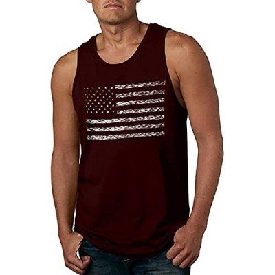 LUKYCILD American Vintage Flag Men Tank Tops Classic Patriot USA Stripes and Star Gift Vest Red