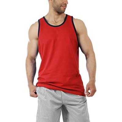 Ma Croix Mens Premium Active Jersey Tank Top with Solid Colors and Heather Two Tone Trim S-3XL