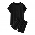 Mens Sport Summer Outfit 2 Piece Short Sleeve T Shirts Stylish Casual Sweatsuit