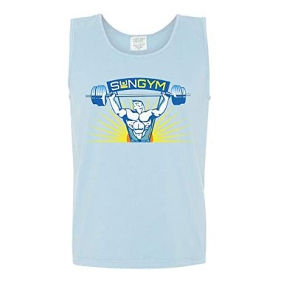 Pain and Gain Sunny Gym Adult Light Blue Tank Top