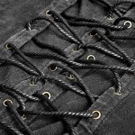 Steampunk Black Shirt Leather Rock Belt Sleeveless Vest Bandage Casual Tank Tops