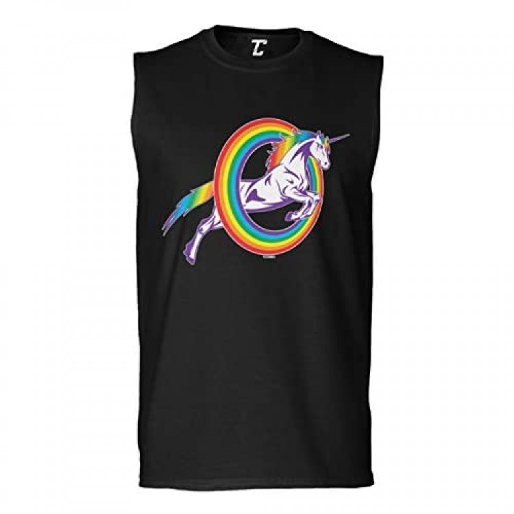Unicorn Jumping Through Rainbow Men's Sleeveless Shirt