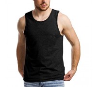 ZIWOCH Men's Cotton Tank Top Solid Color Sleeveless Round Collar T Shirt