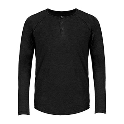 Basic Classic Tri-Blend Long Sleeve Henley T-Shirt for Men