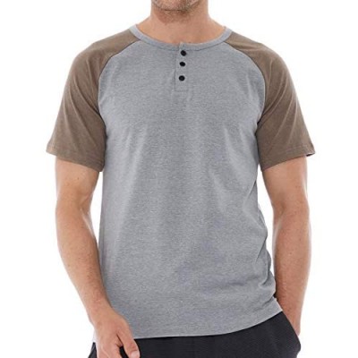DINOGREY Men's Casual Short Sleeve Henley T-Shirt Raglan Fit Baseball Tee