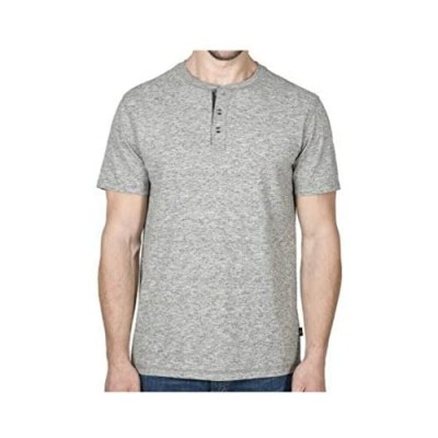 Lee Mens Short Sleeve Cotton Blend Soft Henley Shirt (X-Large  Grey)