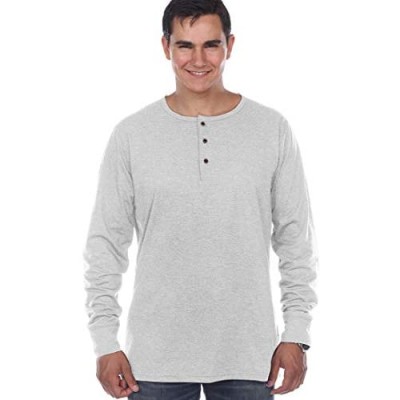 Men's Henley Shirts Casual Work Soft Basic Button Up T Tops
