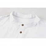 Mens Linen Henley Shirt Causual Long Sleeve