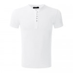 MODCHOK Men's Henley T Shirt Short Sleeve Fashion V Neck Button Slim Fit Tops Blouse