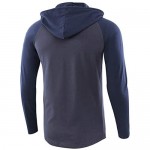 Moomphya Men's Jacquard Knitted Casual Short Sleeve Raglan Henley Jersey Hoodie T Shirt (A06 Blue/Navy Medium)