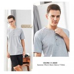 unbrand Ciijune Men’s Casual T-Shirt Short Sleeve Cotton Pocket Henley Shirts with Front Placket Basic Summer Solid T-Shirts