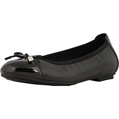 Vionic Women's Spark Minna Ballet Flat - Ladies Cap Toe Walking Flats with Concealed Orthotic Arch Support Black Black 8 Wide US