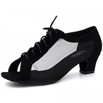 Comfortable Low Heel 1.5 Black Khaki Professional Latin Ballroom Dance Shoes Women L-030