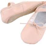 DANCEWOOD Girl's Ballet Shoes Full Sole Dance Shoes Soft Stretch Leather Slippers for Toddler Kids