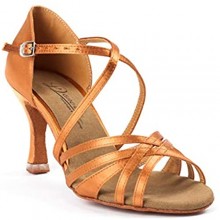 Dancine Ballroom Latin Social Salsa Tango Dance Shoes Double-Layer Heel Tip Premium Satin Three Styles