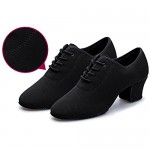 DLisiting Latin Dance Shoes Womens Black Oxford Cloth Ballroom Modern Dance Shoes
