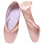 DoGeek Girls Pointe Shoes Ballet Dance Toe Shoes for Professional Ladies Satin Pointe Shoes with Ribbon(Choose one Size Larger)