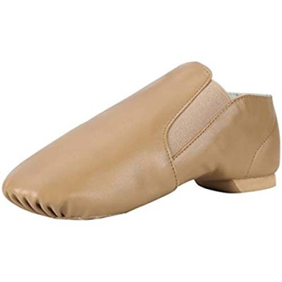 Dynadans Unisex PU Leather Upper Slip-on Jazz Shoe with Elastics for Women and Men's Dance Shoes