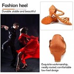 HROYL Women's Satin Latin Dance Shoes Ballroom Salsa Tango Performance Shoes Low Heel Model-SS-XGG