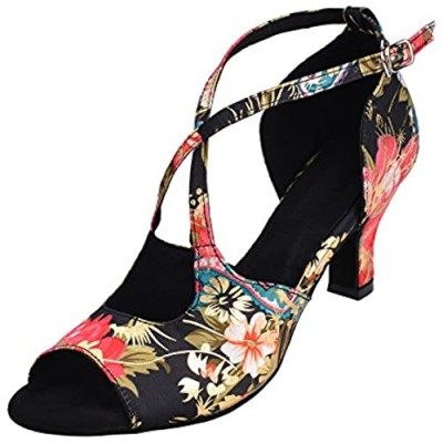 HXYOO Ballroom Dance Shoes Boots for Women Salsa Latin Wedding Party 2 1/2 inch Heel S206