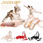 JUODVMP Ballet Point Shoes for Girls Professional Satin/Canvas Ballet Dance Shoe for Girls and Women Practice Ballet Pointe Shoes with Ribbon and Toe Pads Model TJ-ZJBL