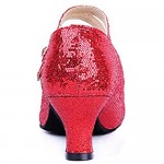 missfiona Women's Glitter Latin Ballroom Dance Shoes Pointed-Toe Y Strap Dancing Heels