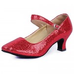 missfiona Women's Glitter Latin Ballroom Dance Shoes Pointed-Toe Y Strap Dancing Heels