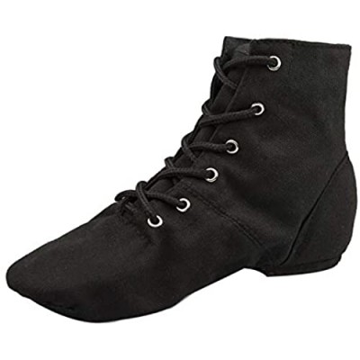 NLeahershoe Lace-up Canvas Dance Shoes Flat Jazz Boots for Practice  Suitable for Both Men and Women
