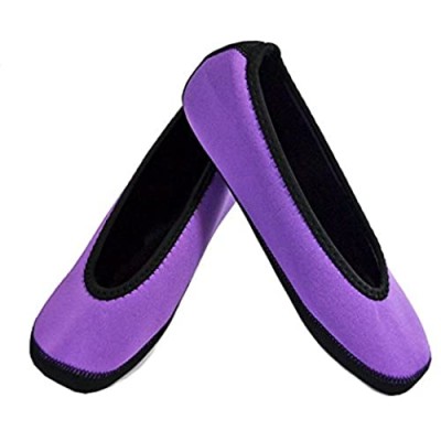 Nufoot Ballet Flats Women's Shoes  Foldable & Flexible Flats  Slipper Socks  Travel Slippers & Exercise Shoes  Dance Shoes  Yoga Socks  House Shoes  Indoor Slippers  Purple  Large