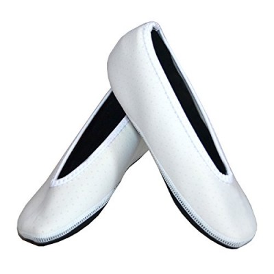 NuFoot Ballet Flats Women's Shoes  Foldable & Flexible Flats  Slipper Socks  Travel Slippers & Exercise Shoes  Dance Shoes  Yoga Socks  House Shoes  Indoor Slippers  White  Medium