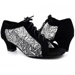 Practise Dance Shoes Black and Khak 4.5cm Woman Ballroom Shoes evk016