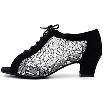 Practise Dance Shoes Black and Khak 4.5cm Woman Ballroom Shoes evk016