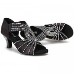 Rhinestones Ballroom Dance Shoes Women Latin Salsa Practice Wedding Indoor Crystal Shoes 2.5in Heels YT06