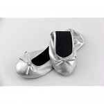 UOOVNFGO Carrying Pouch Foldable Wedding Flats Classic Ballet Look Flats Roll Up Walking Shoes Slip